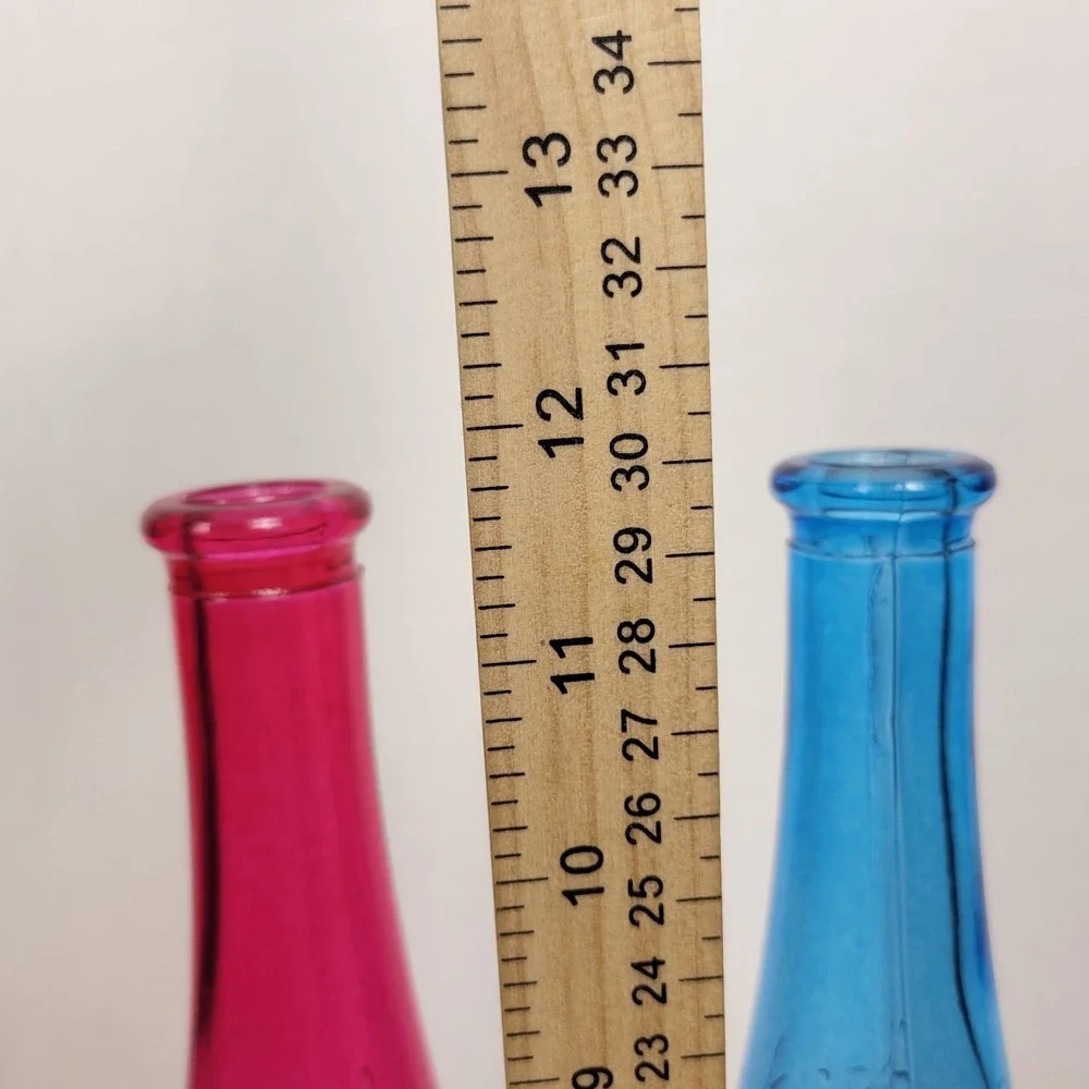 VTG 90s IKEA Emma Dafnas Marilyn Glass Bottle Vases Set‎ of 2 Pink Blue Retired